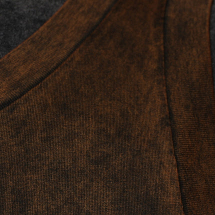 Dolce & Gabbana Brown Cotton Round Neck Sleeveless T-shirt
