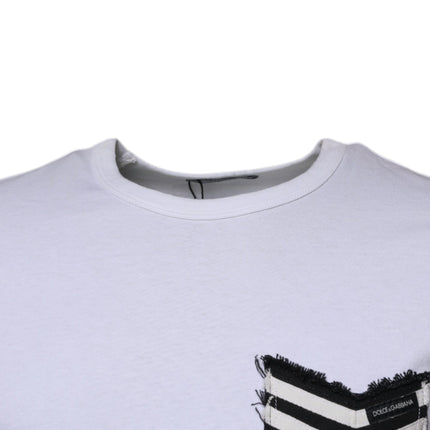 Dolce & Gabbana White Stripes Crew Neck Short Sleeves T-shirt