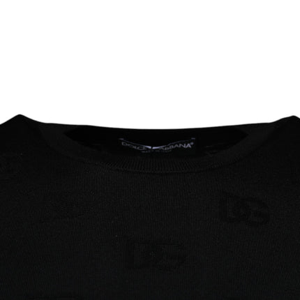 Dolce & Gabbana Black Silk Round Neck Sleeveless T-shirt