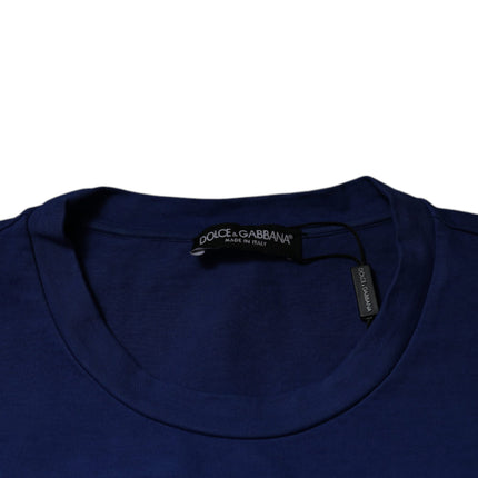 Dolce & Gabbana Blue Graphic Print Cotton Crew Neck T-shirt