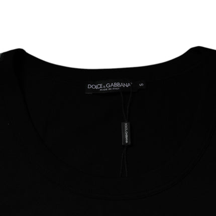 Dolce & Gabbana Black Cotton Round Neck Sleeveless T-shirt