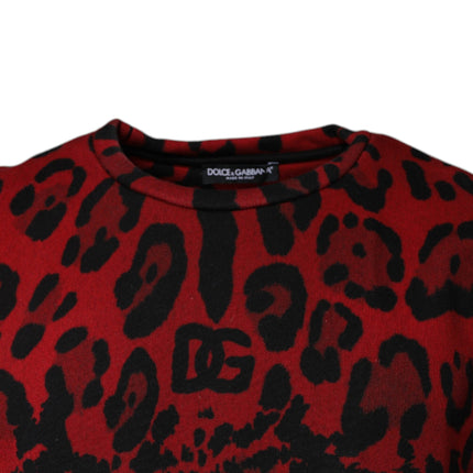 Dolce & Gabbana Red Leopard Print Cotton Sleeveless T-shirt