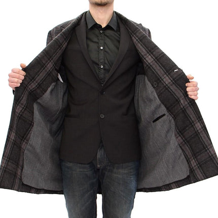 Dolce & Gabbana Gray Double Breasted Coat Jacket