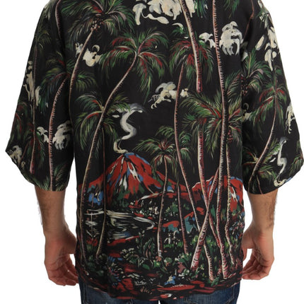Dolce & Gabbana Black Volcano Sicily Short Sleeve T-Shirt