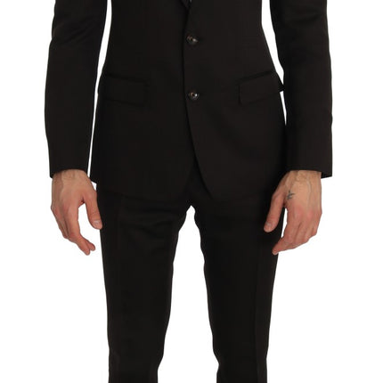 Dolce & Gabbana Brown Wool Crystal Bee Slim Fit MARTINI