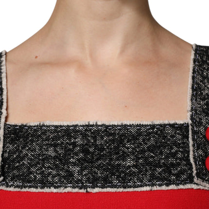 Dolce & Gabbana Red Wool Sleeveless A-line Flared Mini Dress