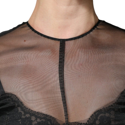 Dolce & Gabbana Black Tulle A-line Midi Cocktail Gown Dress