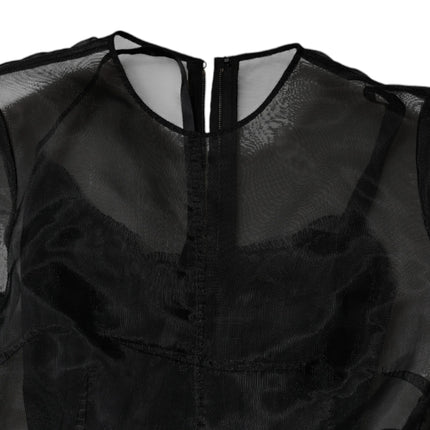 Dolce & Gabbana Black Tulle A-line Midi Cocktail Gown Dress