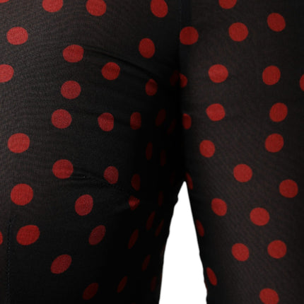 Dolce & Gabbana Black Red Polka Dot Silk Layered Midi Dress
