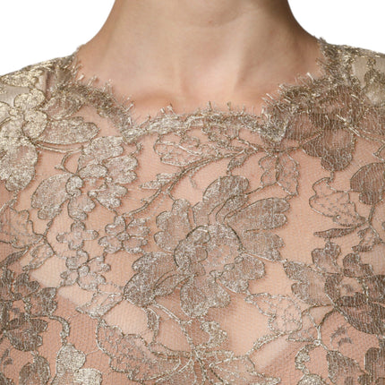 Dolce & Gabbana Gold Floral Lace A-line Sheath Mini Dress
