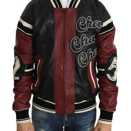 Dolce & Gabbana Leather Club Lounge Black Red Jacket
