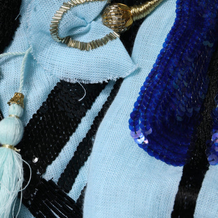 Christian Pellizzari Light Blue Floral Embellished Shirt Maxi Dress