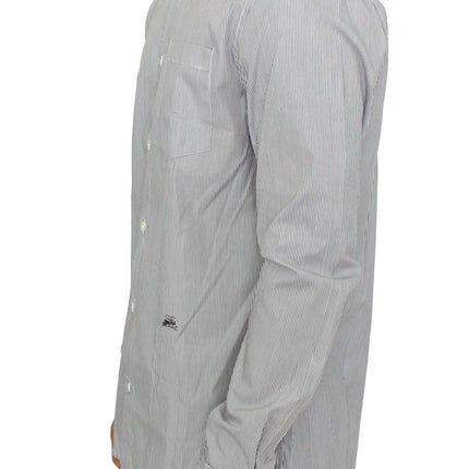GF Ferre Gray Striped Cotton Casual Shirt