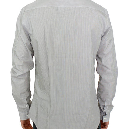GF Ferre Gray Striped Cotton Casual Shirt