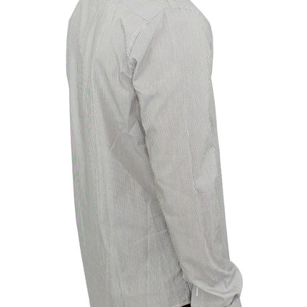 GF Ferre Gray Striped Cotton Casual Shirt