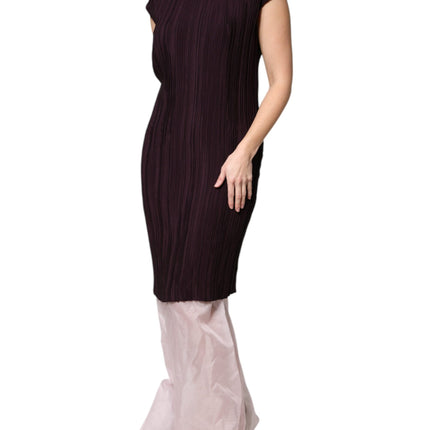 Barbara Casasola Brown Silk Short Sleeves Sheath Maxi Dress