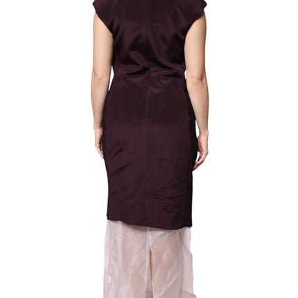 Barbara Casasola Brown Silk Short Sleeves Sheath Maxi Dress