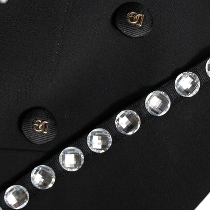 Dolce & Gabbana Black Crystal Double Breasted Blazer Jacket