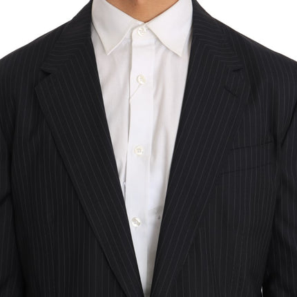 Dolce & Gabbana Gray Striped Wool Jacket Coat Slim Blazer