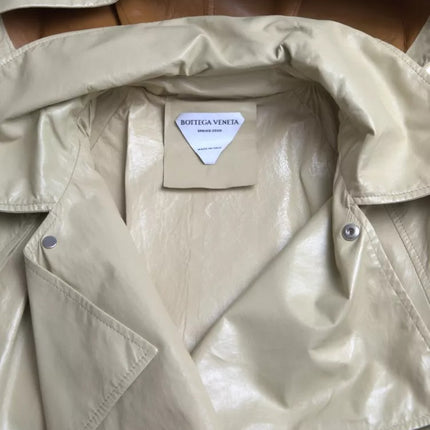 Bottega Veneta Beige Lambskin Leather Trench Coat Jacket