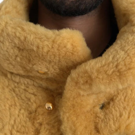 Bottega Veneta Yellow Wool Long Teddy Coat Jacket