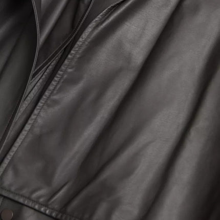 Bottega Veneta Black Leather Men Waterproof Trenchcoat Jacket