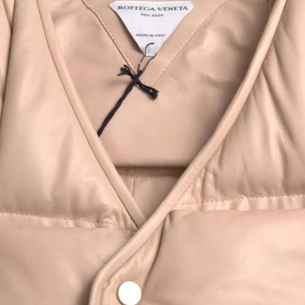 Bottega Veneta Beige Quilted Sleeveless Calf Leather Jacket