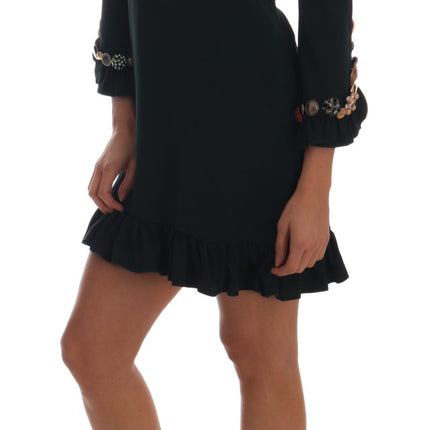 Dolce & Gabbana Crystal Green Stretch A-Line Short Dress