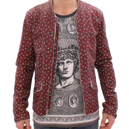 Dolce & Gabbana Bordeaux Leather Boxer Print Jacket Coat