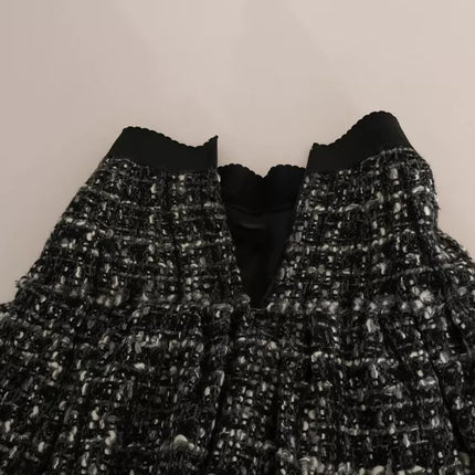 Dolce & Gabbana Black Check Flounce Detailed Wool Mini Skirt