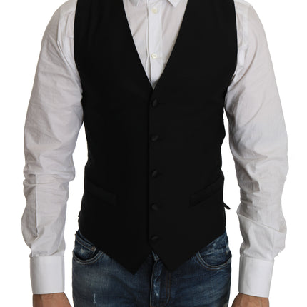 Dolce & Gabbana Black Wool Dress Waistcoat
