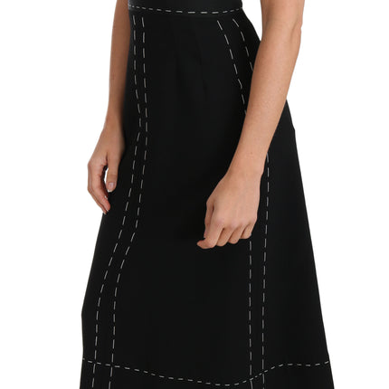 Dolce & Gabbana Black Wool Stretch A-line Sheath Dress