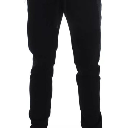 Dolce & Gabbana Black Gray Wool Casual Trousers Stripe Pants