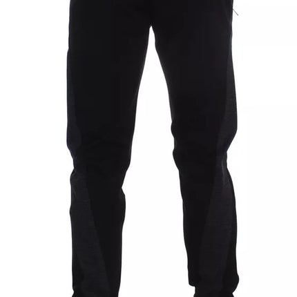 Dolce & Gabbana Black Gray Wool Casual Trousers Stripe Pants