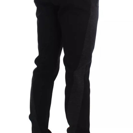 Dolce & Gabbana Black Gray Wool Casual Trousers Stripe Pants