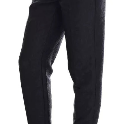 Dolce & Gabbana Black Floral Brocade High Waist Pants