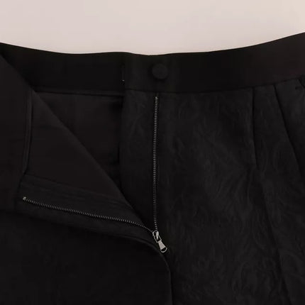 Dolce & Gabbana Black Floral Brocade High Waist Pants