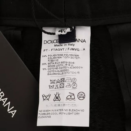 Dolce & Gabbana Black Floral Brocade High Waist Pants