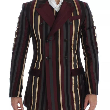 Dolce & Gabbana Multicolor Striped Runway 3 Piece Slim Fit Vest Suit
