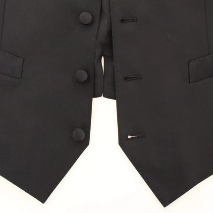 Dolce & Gabbana Black Wool Silk Dress Gilet Jacket Vest