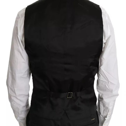 Dolce & Gabbana Black Wool Logo Waistcoat Vest