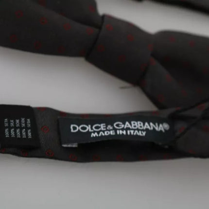 Dolce & Gabbana Gray Dotted Silk Adjustable Neck Bow Tie