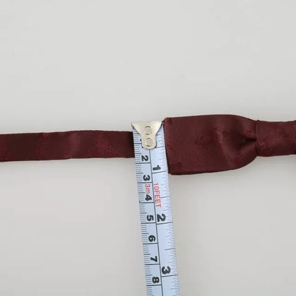Dolce & Gabbana Bordeaux Silk Floral Faille Adjustable Bow Tie