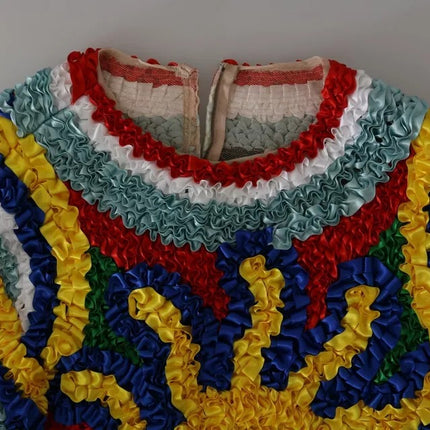 Dolce & Gabbana Multicolor Sun Ruffled Top Blouse Sweater