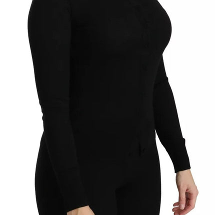 Dolce & Gabbana Black Virgin Wool Long Sleeve Top Blouse Top