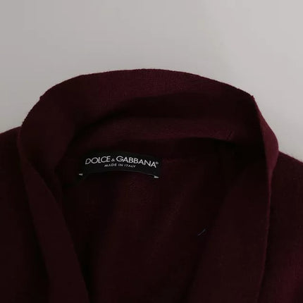Dolce & Gabbana Bordeaux Cashmere Crown Cardigan Sweater