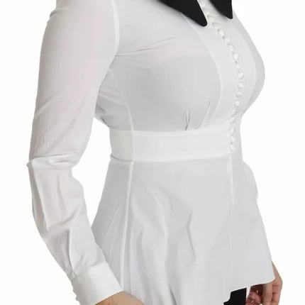 Dolce & Gabbana Black White Decorative Buttons Tops Shirt Blouse