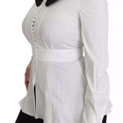 Dolce & Gabbana Black White Decorative Buttons Tops Shirt Blouse