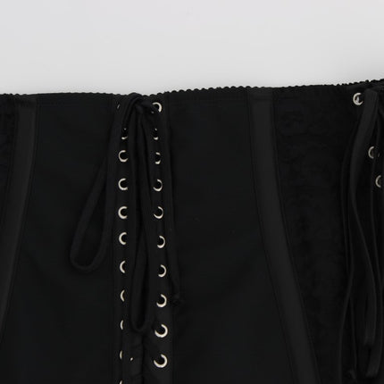 Dolce & Gabbana Black Stretch Corset Waist Strap Belt