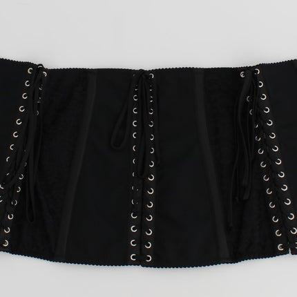Dolce & Gabbana Black Stretch Corset Waist Strap Belt